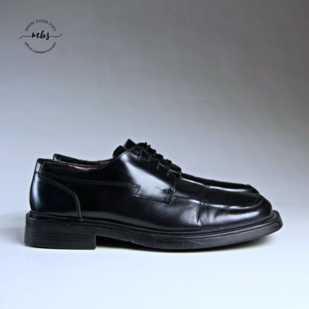 Giorgio Brutini Leather Lace Up Square Toe Dress Shoes Black Men 10.5